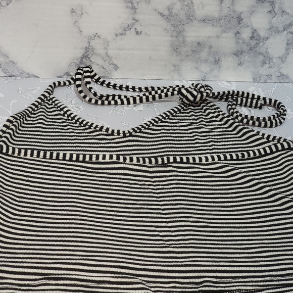 Acemi Halter Top Women's Medium Black and White Stripe Stretchy V-Neck Tank Top - Picture 6 of 6